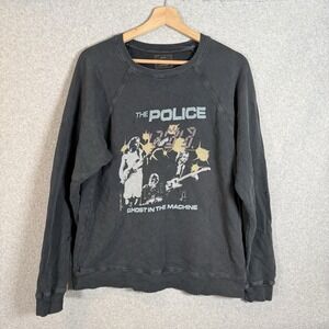 Retrobrand The Police Sweatshirt Womens Small Black Pullover Distressed Band